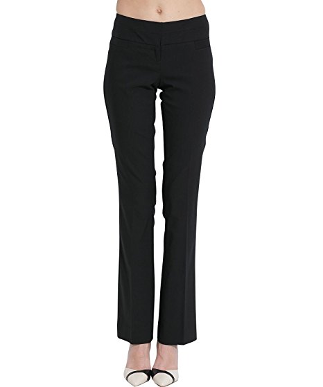 SATINATO Women Luxury Stretch Bootcut Pants Slim Lady's Classic Office Trousers Black