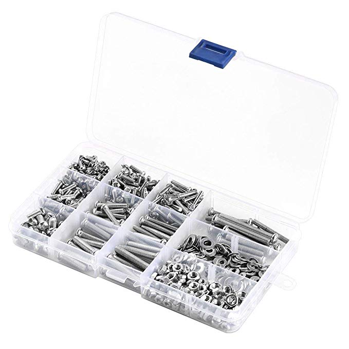 18 Types Phillips Pan Head About 900 Pcs M3 M4 M5 Bolts Screws Nuts Flat Gasket Washers Assortment Kit