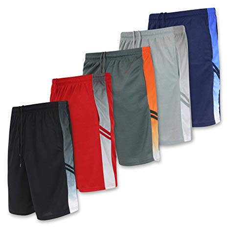 Real Essentials Men's Active Athletic Performance Shorts Pockets - 5 Pack