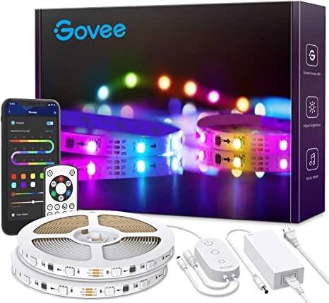 Govee RGBIC LED Strip Lights, 32.8FT Bluetooth Color Picking LED Lights with Segmented Color Control, Music Mode, App & Remote Control Light Strip for Bedroom, Kitchen, Livingroom, Party 2×16.4FT