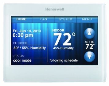 Honeywell TH9320WF5003 Wi-Fi 9000 Color Touch Screen Programmable Thermostat, White, 4 x 6"