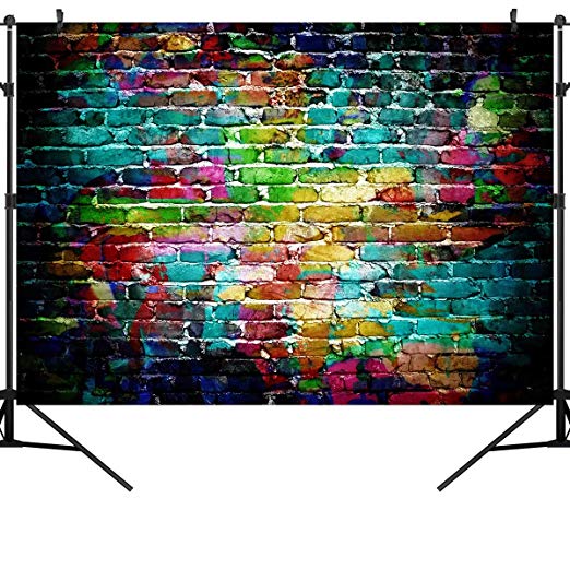 OUYIDA 7X5FT Colorful Brick Wall Pictorial Cloth Photography Background Computer-Printed Vinyl Backdrop TG02