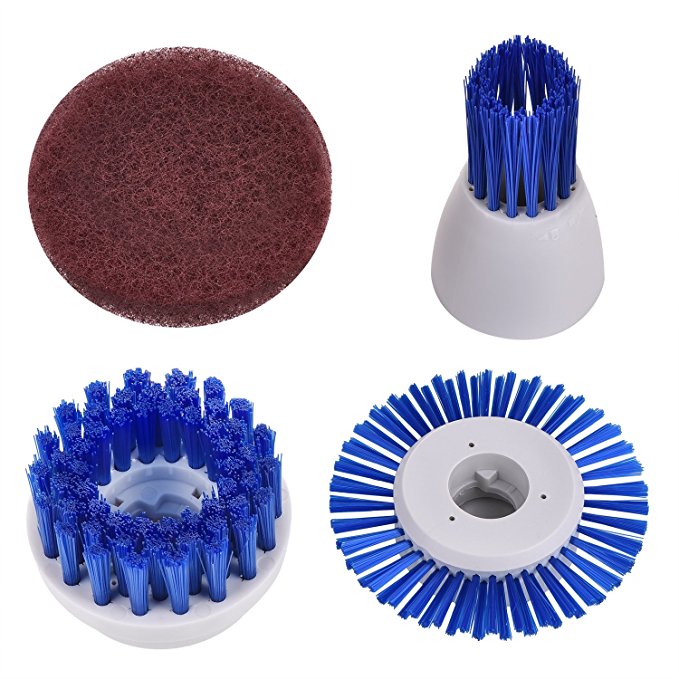 CUH Power Scrubber Replacement Brushes and Scouring Pad - 3 Brushes and 1 Scouring Pad