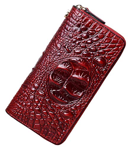 PIJUSHI Wristlet Wallet For Women Crocodile Leather Wallet Ladies Clutch Purses