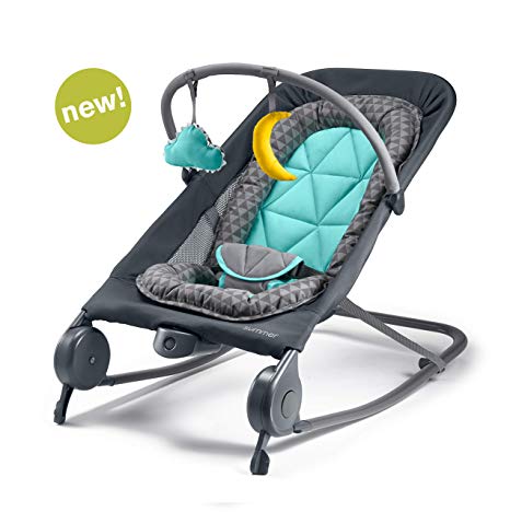 Summer 2-in-1 Bouncer & Rocker Duo - Baby Bouncer & Baby Rocker with Soothing Vibrations, Removable Toys & Compact Fold for Storage or Travel - Easy to Clean, Machine Washable Fabrics, Gray/Teal