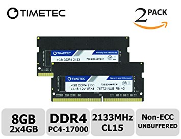 Timetec Hynix IC 8GB Kit (2x4GB) DDR4 2133MHz PC4-17000 Unbuffered Non-ECC 1.2V CL15 1Rx8 Single Rank 260 Pin SODIMM Laptop Notebook Computer Memory Ram Module Upgrade (8GB Kit (2x4GB))