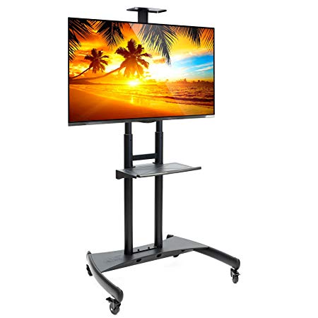 Rolling TV Stand Mobile TV Cart for 55-80 inch Plasma Screen, LED, LCD, OLED, Curved TV's - Universal Mount with Wheels