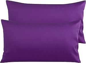 NTBAY 2 Pack 500 Thread Count 100% Egyptian Cotton Pillowcases, Super Soft Cozy and Breathable Envelope Closure King Pillow Cases, 50x90 cm, Purple