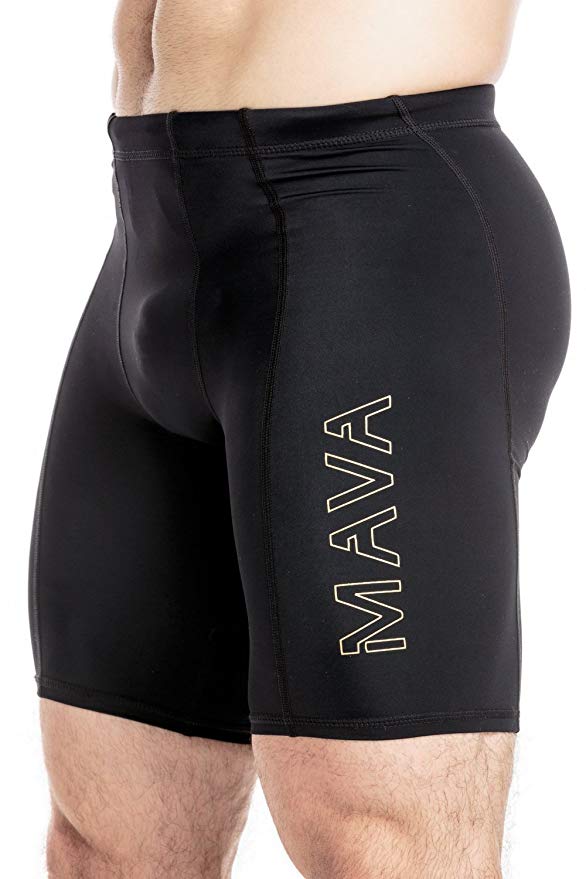 Mava Men’s Compression Short Leggings - Base Layer Tights for Workouts, Running, Cycling, Sports, Training, Weightlifting - All Weather Shorts Capri