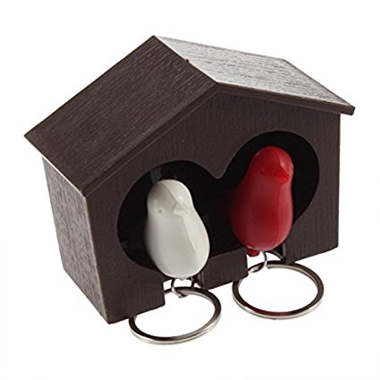 Bhbuy Lover Sparrow Birdhouse Keychain Home Wall Hook Bird Nest Holder Key Ring New (Coffee birdhouse)