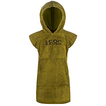 Kids Towel Poncho - Light, Soft and Dries Fast | fits Ages 3-10 (Green) by Cor Surf