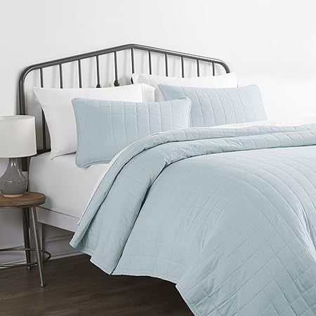 Linen Market 3 Piece Pale Blue Quilt California King Size Bed Set - A Lightweight Bedspread & Machine Washable Quilts - Includes Quilted Coverlet and Two Pillow Shams - Perfect Bedding Quilts