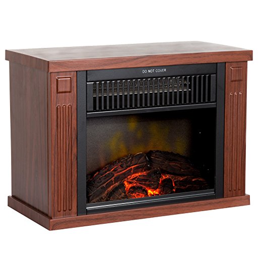 Northwest 80-EF480-W Portable Mini Electric Fireplace Heater, 13", Wood