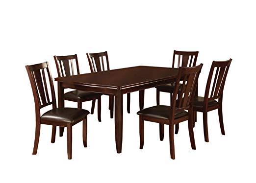 Furniture of America Anlow 7-Piece Dining Table Set with 18-Inch Expandable Leaf, Espresso