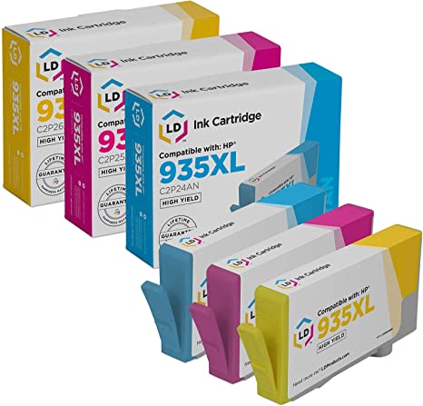 LD Remanufactured Replacement for HP 934XL Ink Cartridges for HP Printers OfficeJet 6812, 6815, OfficeJet Pro 6230, 6830, 6835 High Yield (Cyan, Magenta, Yellow, 3-Pack)