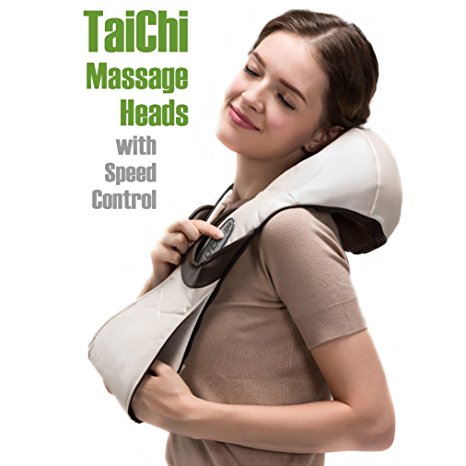 Variable Speed Taichi Rollers Deep Kneading Shiatsu Massager. Neck Massager/ Shoulder and Back Massager/ Foot Massager. Pain Relief Electric Massage Therapy Muscles Kneading Massager with Heat