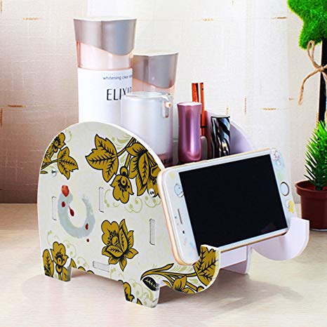 Mokani Desk Supplies Organizer, Creative Elephant Pencil Holder Multifunctional Office Accessories Desk Decoration with Cell Phone Stand Tablet Desk Bracket for iPad iPhone Smartphone and More