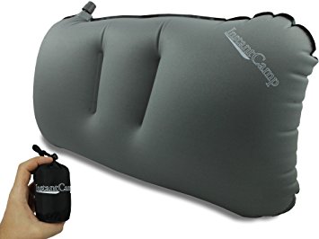 Ultralight Inflatable Camping Pillow for Travel / Backpacking, Lumbar Back Support, Compressible for Hiking, Traveling, Airplane, Car, Beach and Cycling Trips - InstantCamp Air Light Cloud
