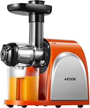 Juicer, Aicook Slow Masticating Juicer, Cold Press Juicer Machine Easy to Clean, Higher Juicer Yield and Drier Pulp, Juice Extractor with Quiet Motor and Reverse Function, BPA-Free, with Recipes