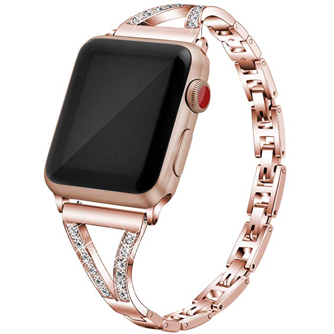 PUGO TOP Replacement for 38mm 40mm Apple Watch Band Women Series 4/3/2/1 Stainless Steel Metal Iwatch Bracelet Link Band(38/40mm, Series 4 Gold)