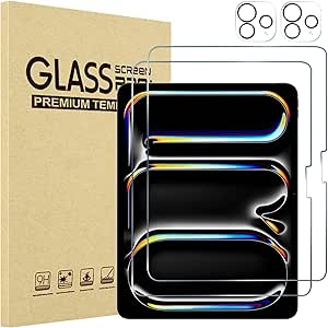 ProCase 2 2 Pack Screen Protector for iPad Pro 13 inch 2024 (M4) A2925 A2926 A3007 with Camera Lens Protector, Tempered Glass Film for iPad Pro 13" 7th Gen -2Clear