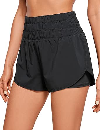 CRZ YOGA 2 in 1 High Waisted Running Shorts for Women 3" - Split Breathable Athletic Tennis Gym Workout Shorts with Pockets