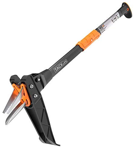 TACKLIFE Weed Puller, Handled Weeding Tool for Garden Lawn, 3.25-Feet Lightweight Stainless Steel Tool and Plastic Handle,Ideal for Permanently Removing Weeds, Orange/Black-GSW1A