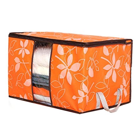 San Tokra 4Pcs Foldable Home Quilt Pillow Blanket Clothing Storage Bag Flower Printed Container Box