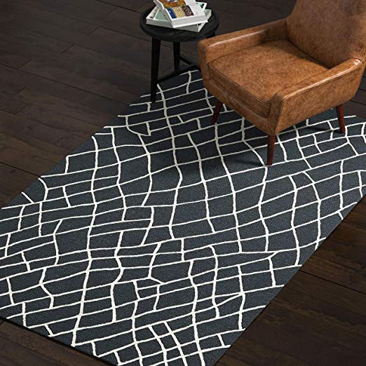 Rivet Wool Rug, 5' x 8', Black, White