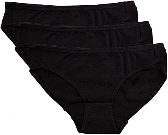 Hesta Women's Organic Cotton Basic Panties/Briefs Underwear (Medium, 3blacks)