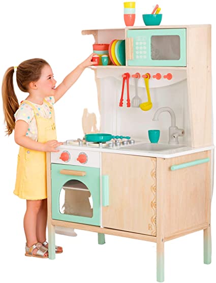 B. Toys- Mini Chef Kitchenette- Wooden Play Kitchen - Pretend Play and Imaginative Play for Kids 2 Years   (33 Pieces )