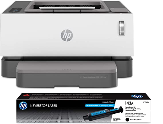 HP Neverstop Laser Printer 1001nw | Wireless Laser with Cartridge-Free Monochrome Toner Tank (5HG80A) with Toner Reload Kit