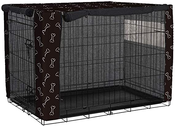 TUYU Durable Dog Crate Cover with Bone Style, Windproof Pet Kennel Cover Provided for Wire Crate Indoor Outdoor Protection,Warm Gift for Your Puppy Dogs