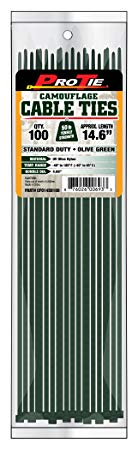Pro Tie CFO14SD100 14-Inch Olive Green Nylon Standard Duty Cable Ties, 100-Pack