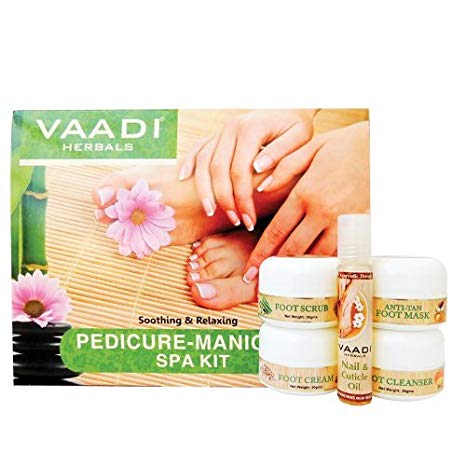 Pedicure Manicure Kit with Grapeseed Extract and Fenugreek Soothing and Relaxing ALL Natural Suitable for All Skin Types and Both for Men and Women - 135 Grams - Vaadi Herbals