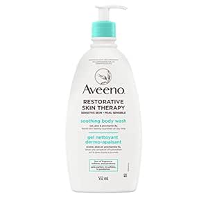 Aveeno Restorative Skin Therapy Soothing Body Wash - Vitamin B5, Aloe, Oat - Dry Skin Cleanser - Fragrance Free, 532mL