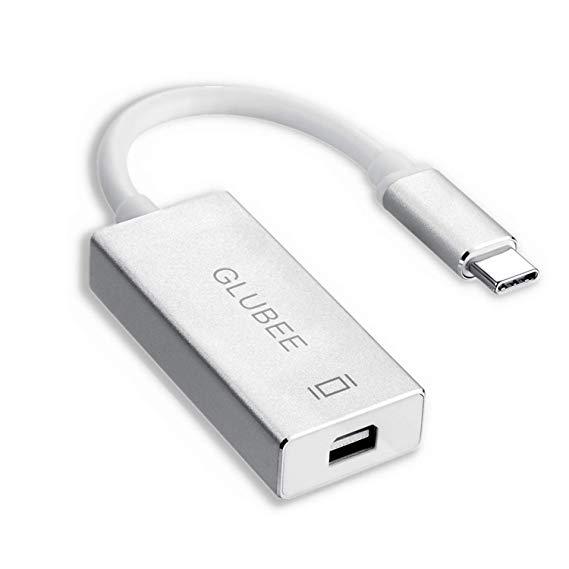 GLUBEE USB-C to Mini DP Adapter 4K USB Type C (Thunderbolt 3) to Mini DisplayPort Adapter | Includes Mini DP to DP Cable | for XPS 13 Chromebook Pixel