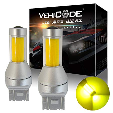 VehiCode Super Bright 2000 Lumens 7443 7440 7444 T20 992 W21W WY21W LED Light Bulb (3000K Yellow) High Power COB - 360 Degree w/Projector Replacement for Turn Signal, Side Marker Light (2 Pack)