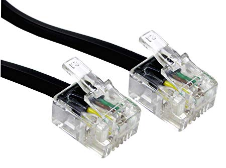 rhinocables® RJ11 ADSL Cable Premium Quality Lead High Speed Male BT Internet Broadband Modem Router Telephone Wire (2m, Black)