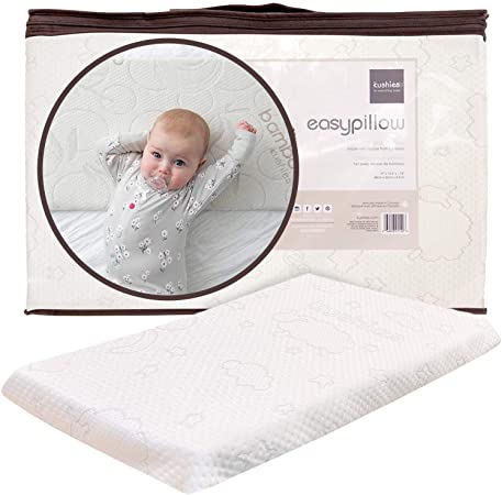 Kushies Baby Toddler Pillow 19"x12.5" - Beige Small Pillow with Removable Washable Cover, Bamboo Pillow for Sleeping, Toddler Bed, Machine-Washable Pillow for Infants