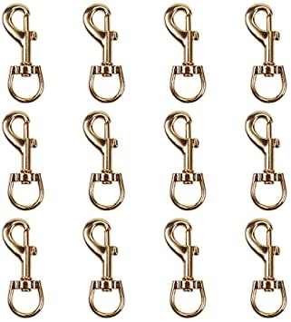 12 PCS Dog Leash Clasp Swivel Snap Hooks, Metal Durable Eye Bolt Spring Hook, Multipurpose Mini Dog Leash Clips/Keychain, Best for Spring Pet Buckle, Key Chain for Linking Dog Leash Collar