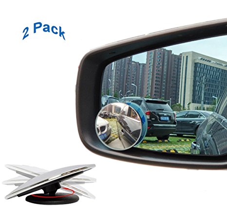 Blind Spot Mirror Adjustable Blind Spot Mirror Stick On Blind Spot Mirrors Frameless 2" Round HD Glass Convex Rear View Mirror, Pack of 2 by RT CARE