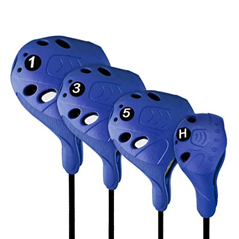 PGM Golf Club Cover 2019 TPU / 4 Count 1 3 5 Drivers Fairway Woods Hybrid Head Covers with No. Pins/Fit Oversized Driver Protective Elastic Washable Covers for All Brands