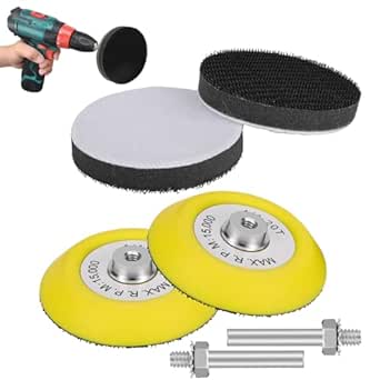 2PCS 3 Inch(75mm) Polishing Buffing Pad,Hook and Loop Sanding Backing Pad with 1/4 inches Shank Drill and Soft Foam Layer,Car Buffer Polisher Kit with M10 Drill Adapter