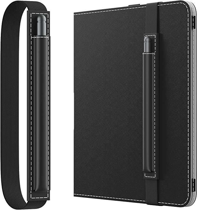 MoKo Pen Case Holder for 10.2" Kindle Scribe 1st Generation - 2022 Release Matching Pen, Stylus Pen Sleeve PU Leather Cover Pouch with Elastic Band for Kindle Scribe 10.2 2022 Writing Pen, Black