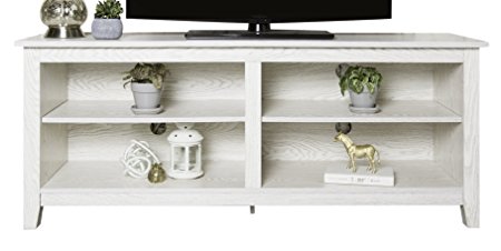 WE Furniture 58" Wood TV Media Stand Storage Console, White