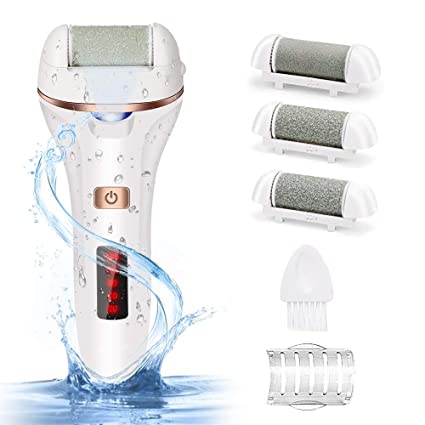 Electric Foot Callus Remover Rechargeable,HAPYTHDA Upgraded LED Light Electronic Foot File Callus Remover for Feet, Professional Pedicure Tool Kit for Cracked Heels Dead Skins with 3 Roller Heads