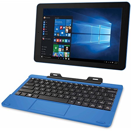 RCA Cambio 10.1" 2-in-1 Tablet 32GB Intel Quad Core Windows 10 Blue Touchscreen Laptop Computer with Bluetooth and WIFI