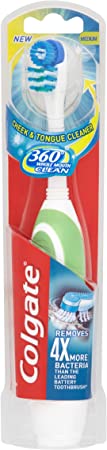 Colgate 360 Whole Mouth Clean Battery Powered Toothbrush (assorted Colors -Blue / Green / Pink / Purple)