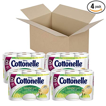 Cottonelle Gentle Care Toilet Paper with Aloe and E, 12 Rolls, Pack of 4 (48 Rolls)
